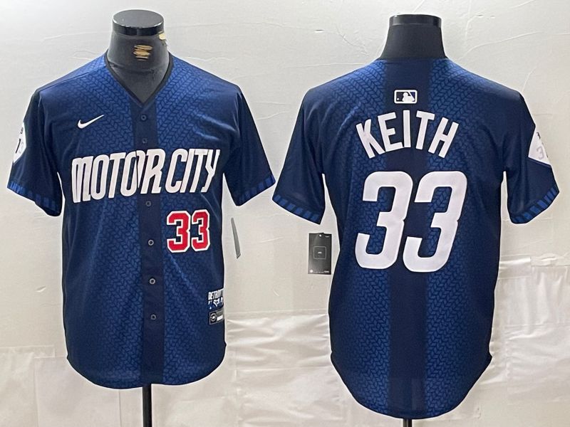 Men Detroit Tigers 33 Keith Blue City Edition Nike 2024 MLB Jersey style 3